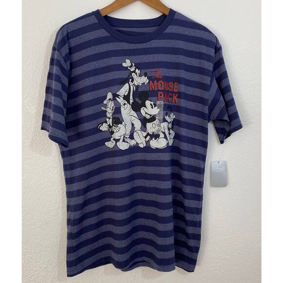 NWT Disney Store Size Medium Blue Striped Short Sleeve Tee The Mouse Pack - Picture 1 of 6